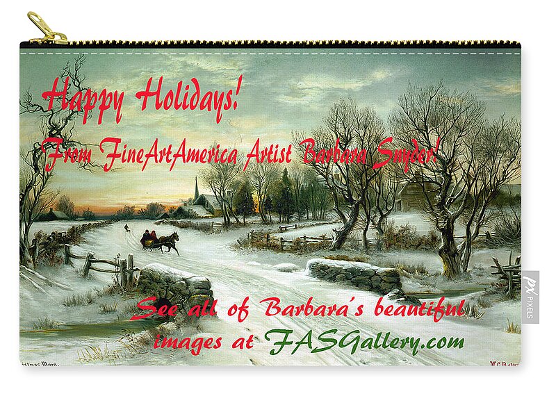 Wc Bauer Floyd Snyder Zip Pouch featuring the photograph Christmas Morn Christmas Card by WC Bauer Floyd Snyder