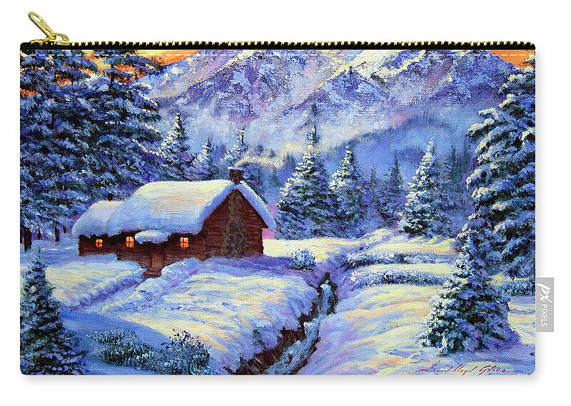 Landscape Zip Pouch featuring the painting Christmas Morning by David Lloyd Glover