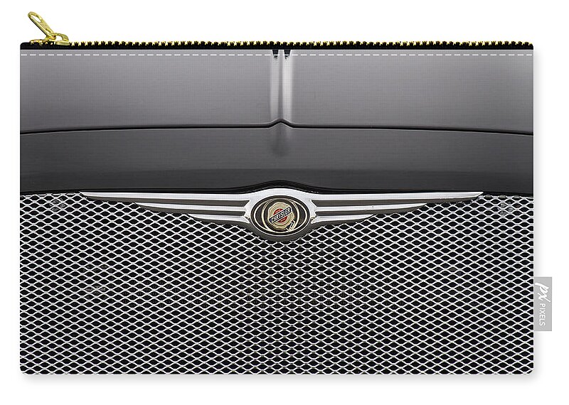 Chrysler 300 Zip Pouch featuring the photograph Chrysler 300 Logo and Grill by James BO Insogna