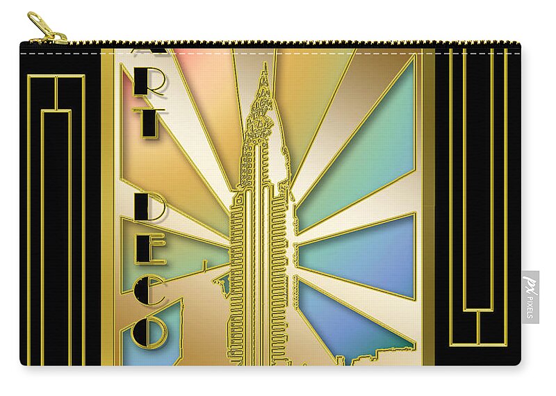Chrysler Carry-all Pouch featuring the digital art Chrysler Building Frame 5 by Chuck Staley