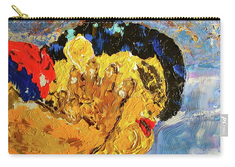 Marwan George Khoury Zip Pouch featuring the painting Chubby in Dreamland by Marwan George Khoury