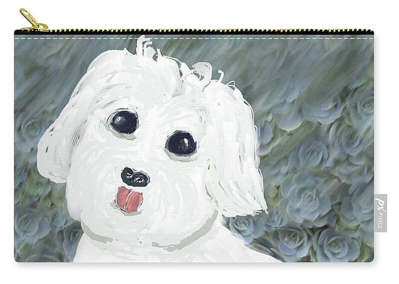 Dog Zip Pouch featuring the painting Chubby Puppy by Rosalie Scanlon