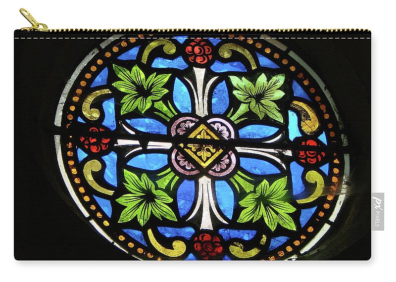 Stained Glass Window Zip Pouch featuring the glass art Church of Saint-Nicolas by Photographer Vassil