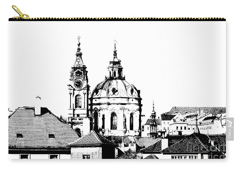 Prague Zip Pouch featuring the digital art Church of St Nikolas by Michal Boubin