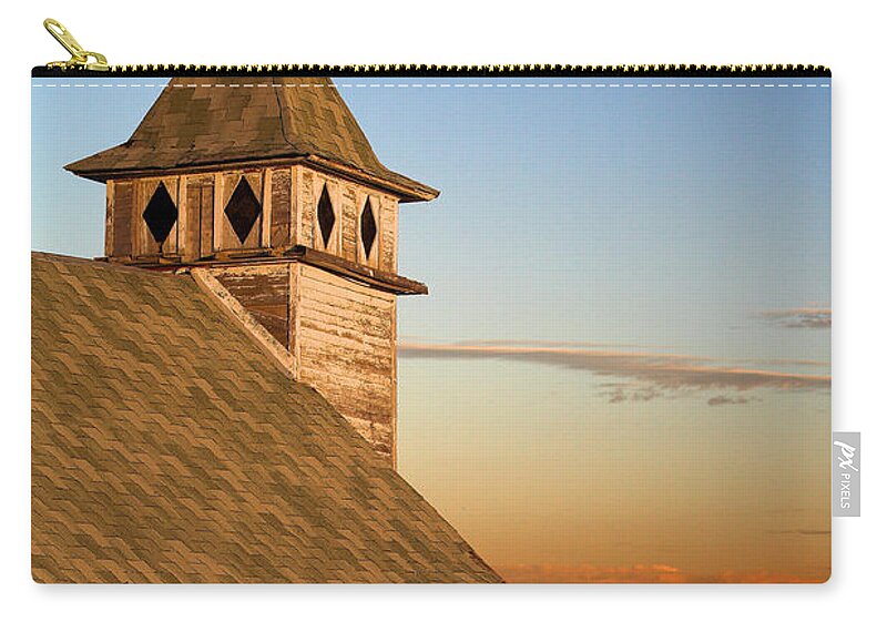 North Dakota Zip Pouch featuring the photograph Church with the Moon by Rikk Flohr