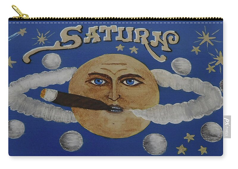 Cigar Zip Pouch featuring the painting Cigar smoking Saturn by William Bowers