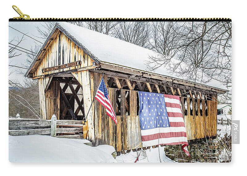 Enfield Zip Pouch featuring the photograph Cilleyville Bog Bridge Covered Bridge New Hampshire by Edward Fielding