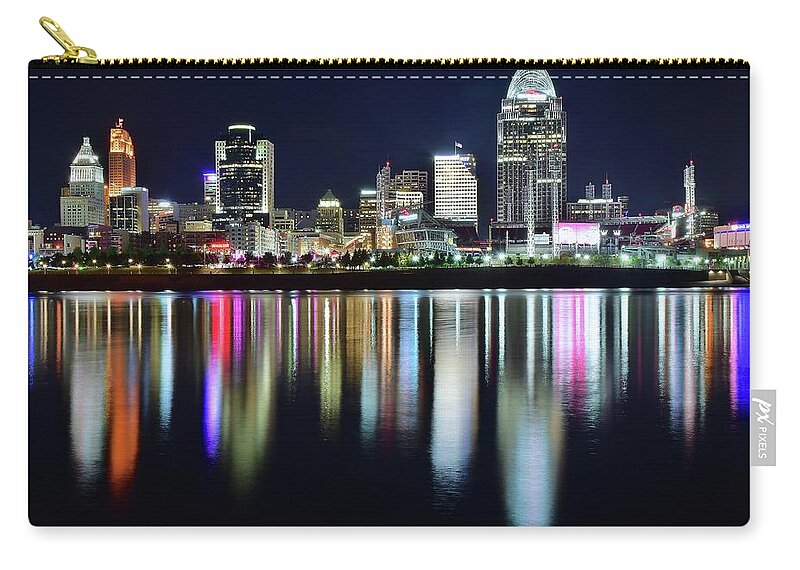 Cincinnati Zip Pouch featuring the photograph Cincinnati Late Night Lights by Frozen in Time Fine Art Photography
