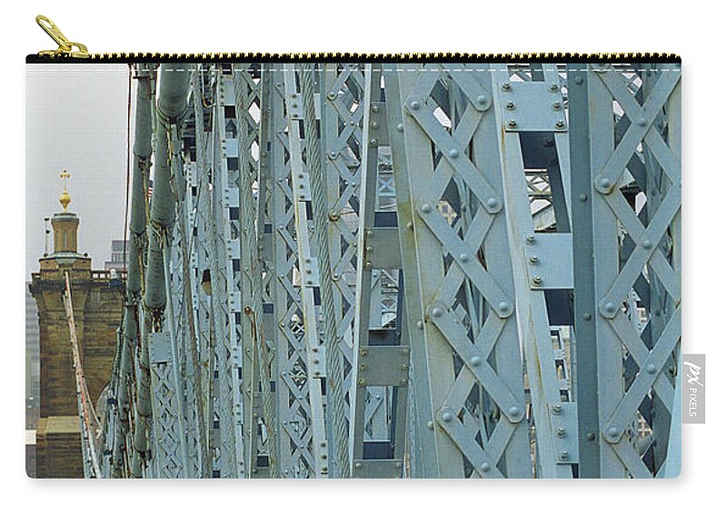 Arches Zip Pouch featuring the photograph Cincinnati - Roebling Bridge 3 by Frank Romeo