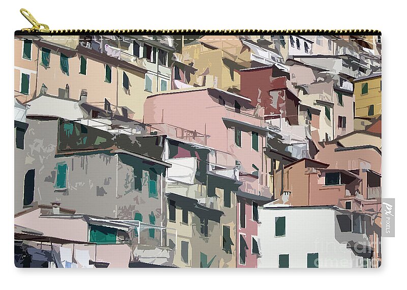 Italy Zip Pouch featuring the mixed media Cinque Terre by Susan Lafleur