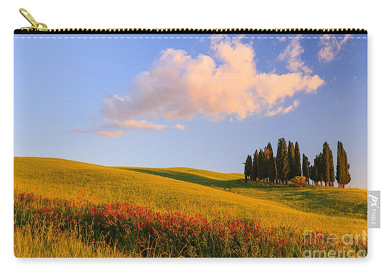 Italy Zip Pouch featuring the photograph Circle of Cypress trees near Torrenieri by Henk Meijer Photography
