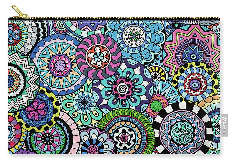 Mandala Carry-all Pouch featuring the painting Many Mandalas by Beth Ann Scott