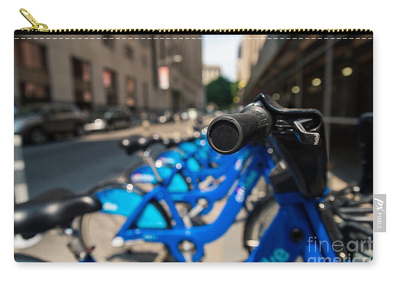 Flatiron Building Zip Pouch featuring the photograph Citibike Handle Manhattan Color by Alissa Beth Photography