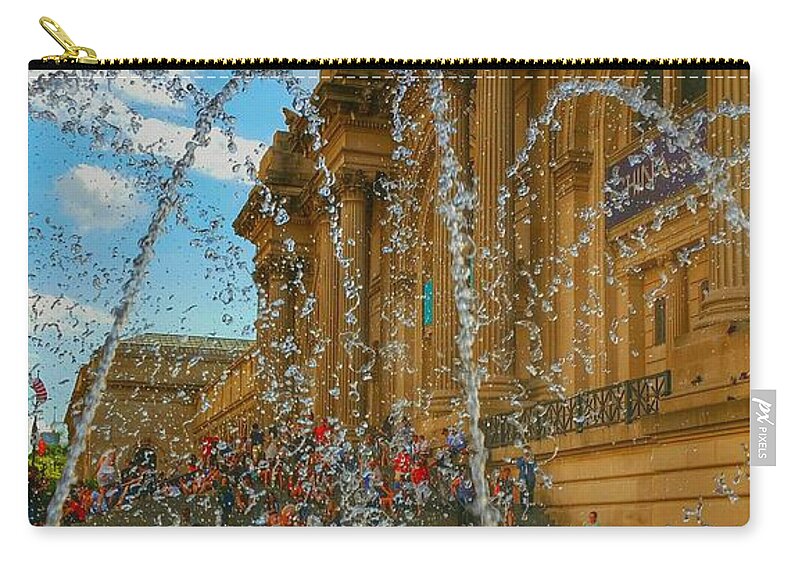 Fountain Zip Pouch featuring the photograph City Fountain by Raymond Earley
