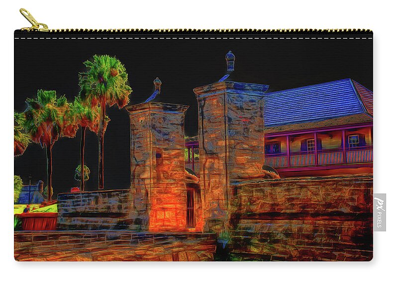 City Gates Zip Pouch featuring the photograph City Gates Historic Saint Augustine Florida by Gina O'Brien
