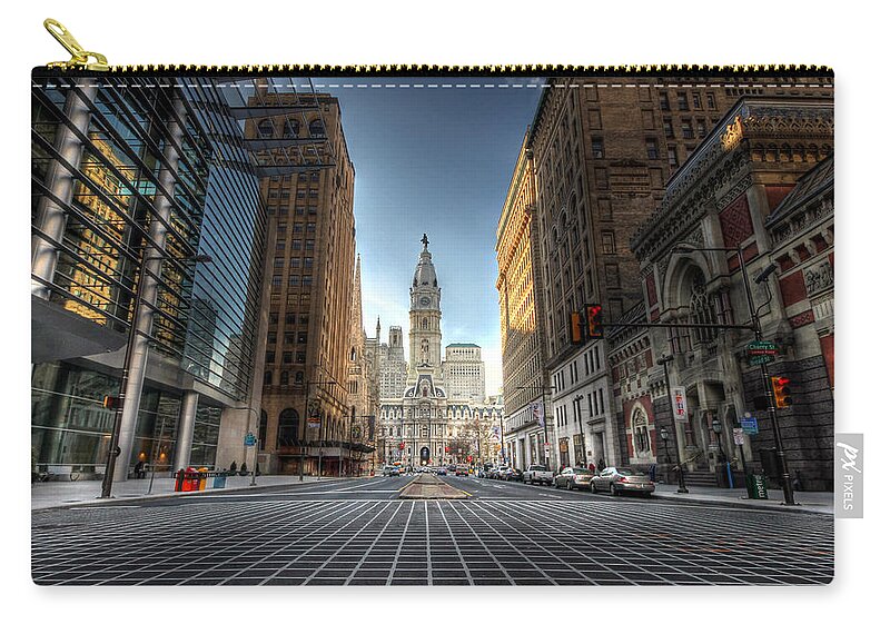 Philadelphia Zip Pouch featuring the photograph City Hall by Lori Deiter