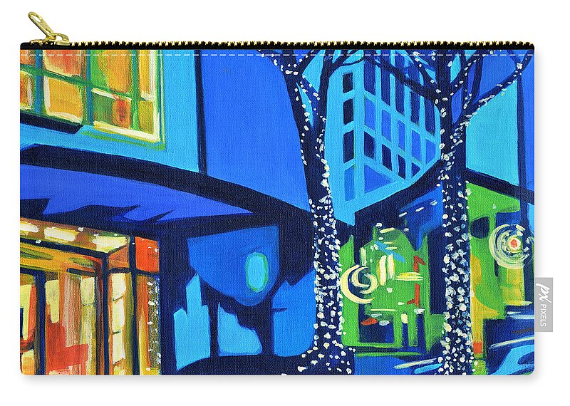 Contemporary Painting Zip Pouch featuring the painting City Lights by Tanya Filichkin