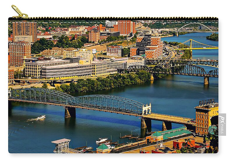 Allegheny Zip Pouch featuring the photograph City of Bridges by Maria Coulson