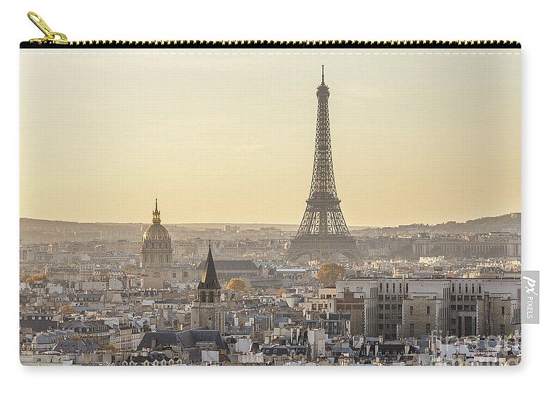 Paris Zip Pouch featuring the photograph City of Paris and tour Eiffel at sunset, Ile de France, France by Matteo Colombo