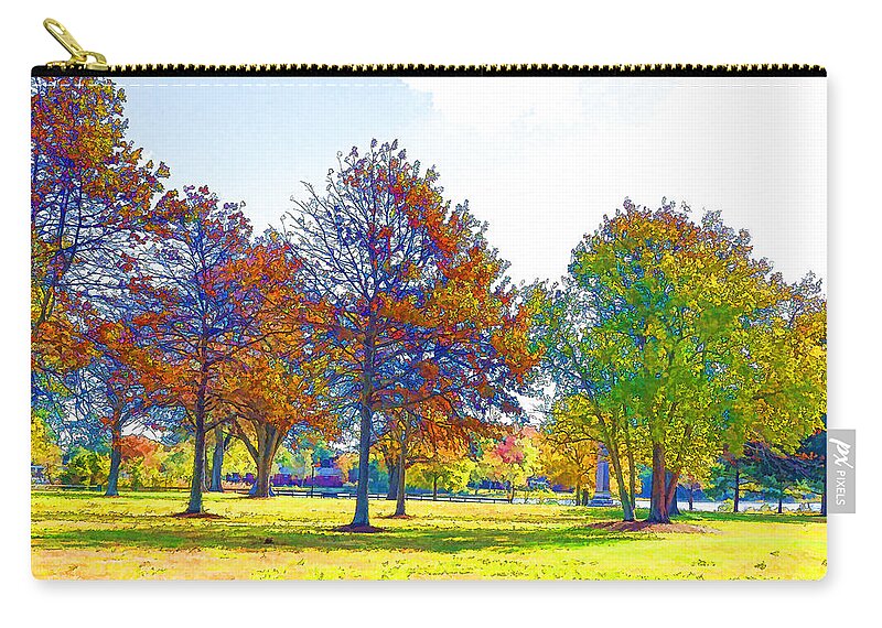 Portsmouth City Park Zip Pouch featuring the painting City Park 8 by Jeelan Clark