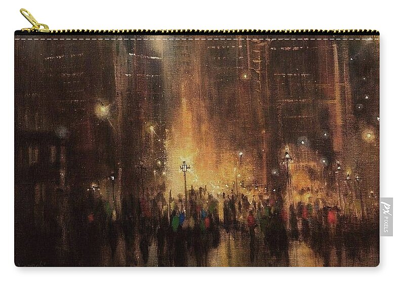 City Scene Carry-all Pouch featuring the painting City Rain by Tom Shropshire
