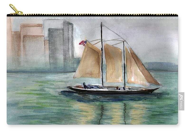 Sail Boats Zip Pouch featuring the painting City Sail by Clara Sue Beym