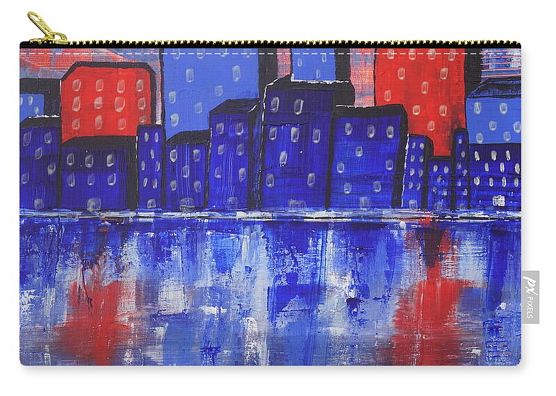 Acrylic Zip Pouch featuring the painting City Scape_Abstract by Jimmy Clark