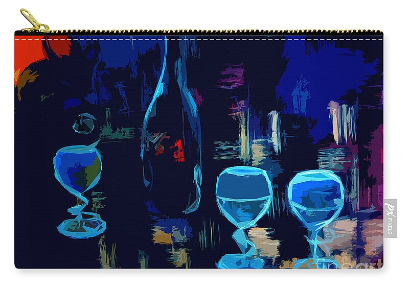 Cityscape Zip Pouch featuring the painting Cityscape Wine Pop Art by Lisa Kaiser