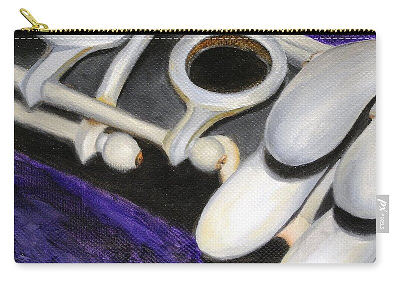 Realism Zip Pouch featuring the painting Clarinet by Emily Page