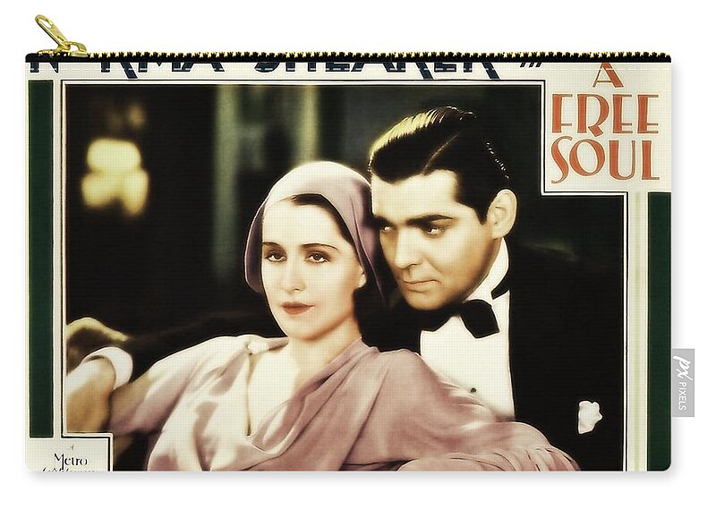 A Free Zip Pouch featuring the photograph Clark Gable movie idol in A FREE SOUL by Vintage Collectables