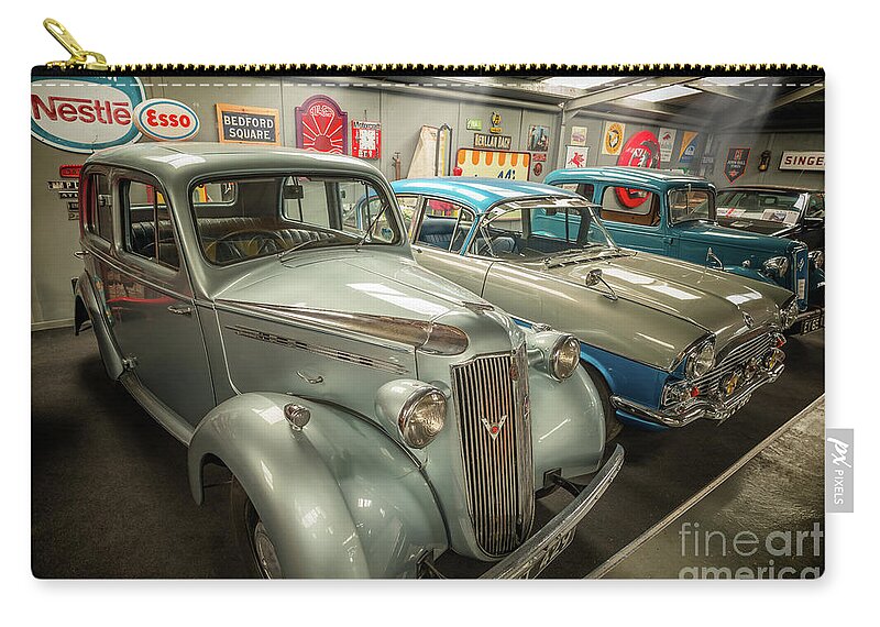 Classic Car Memorabilia Zip Pouch featuring the photograph Classic Car Memorabilia by Adrian Evans