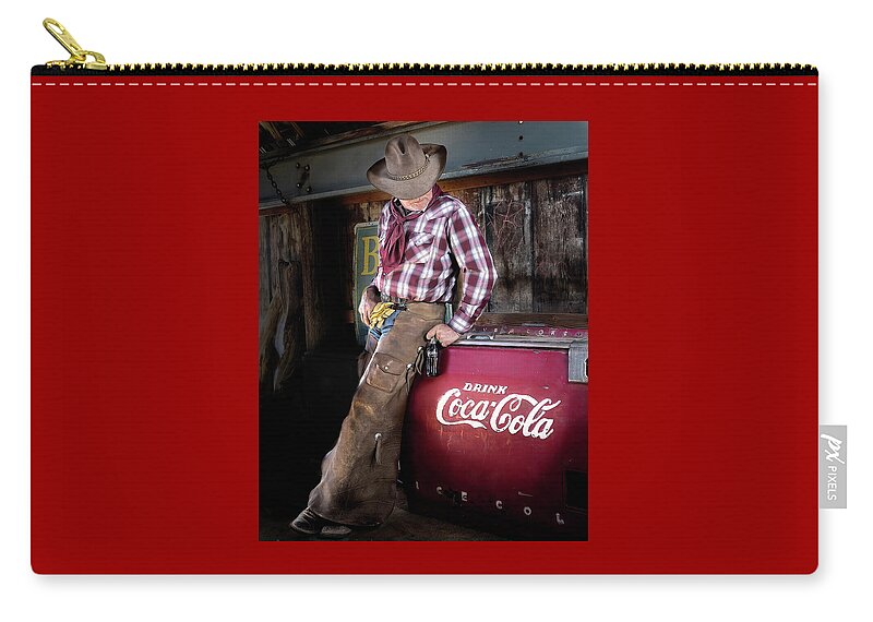 America Zip Pouch featuring the photograph Classic Coca-Cola Cowboy by James Sage