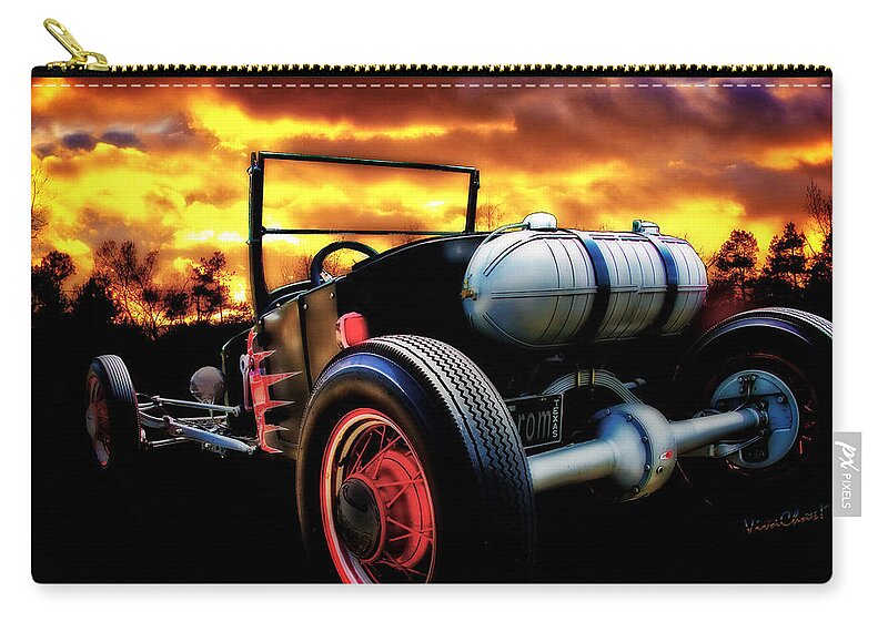 Ford Zip Pouch featuring the photograph Classic Hot Rod T in a Stormy Sunset by Chas Sinklier