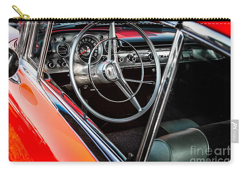 Chevy Zip Pouch featuring the photograph Classic Red Bel Air by Jarrod Erbe