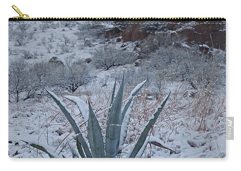 Tom Daniel Zip Pouch featuring the photograph Clearing Desert Snowstorm by Tom Daniel