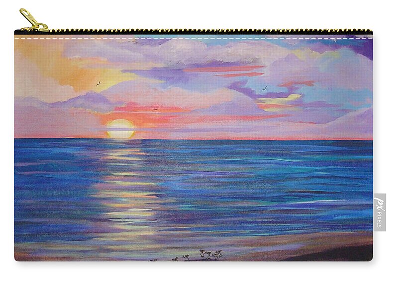 Ocean Zip Pouch featuring the painting Clearwater Beach Sunset by Susan Kubes