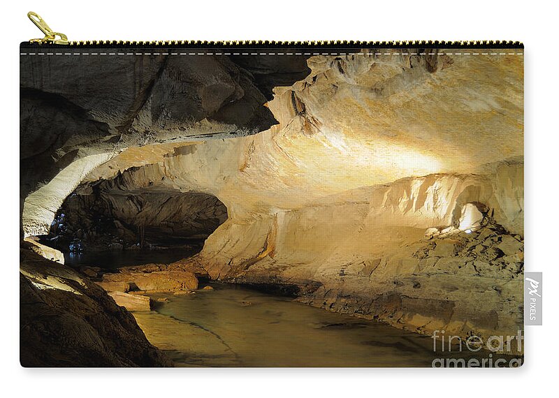 Earth Science Zip Pouch featuring the photograph Clearwater River In Clearwater Cave by Fletcher & Baylis