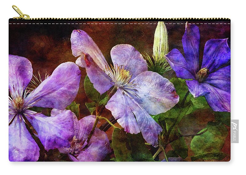 Impressionist Zip Pouch featuring the photograph Clematis 1330 IDP_2 by Steven Ward