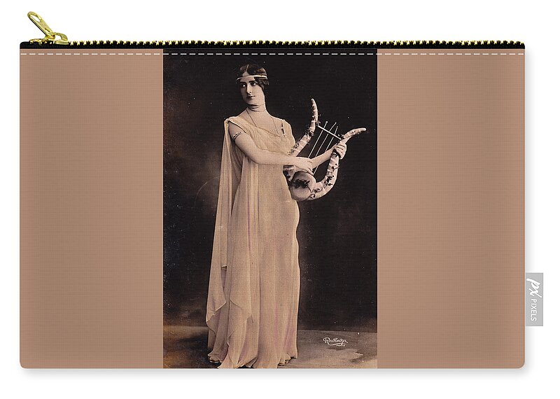 Cleo De Merode Zip Pouch featuring the photograph Cleo de Merode by Not known