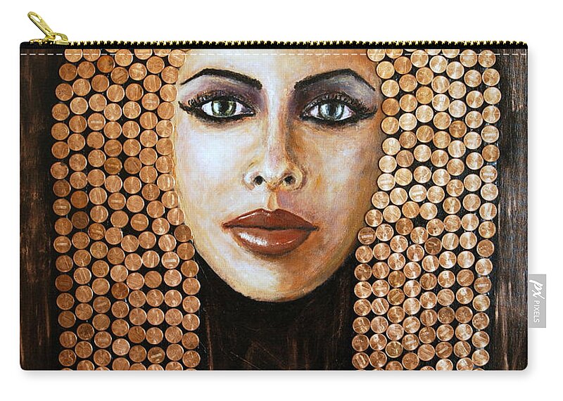 Queen Of Egypt Zip Pouch featuring the painting Cleopatra by Arturas Slapsys