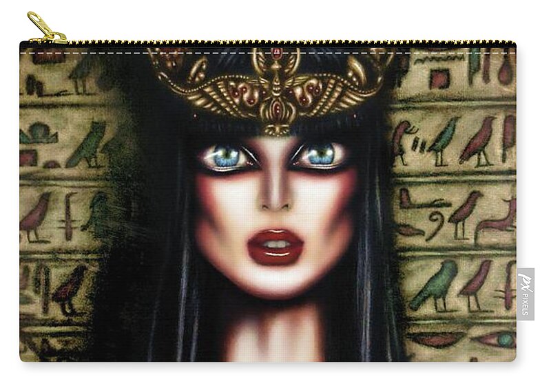 White Zip Pouch featuring the painting Cleopatra Painting by Tiago Azevedo Pop Surrealism Art by Tiago Azevedo