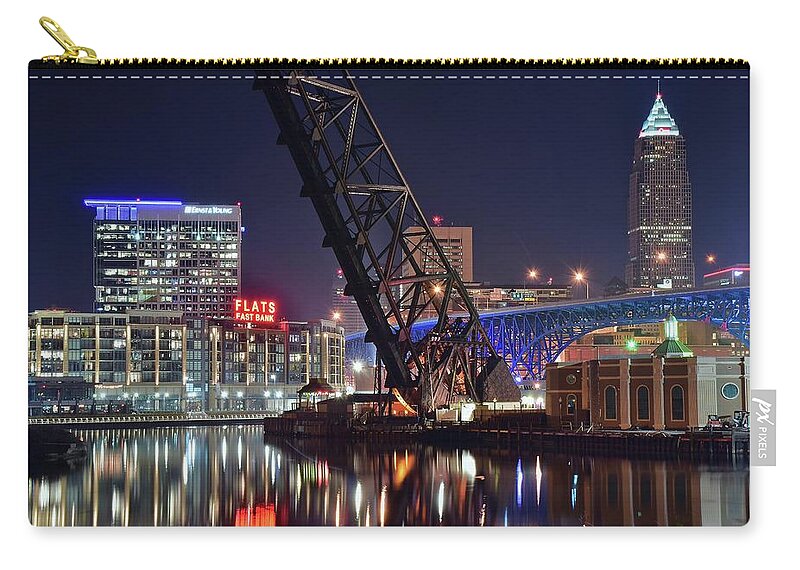 Cleveland Zip Pouch featuring the photograph Cleveland Flats East Bank by Frozen in Time Fine Art Photography