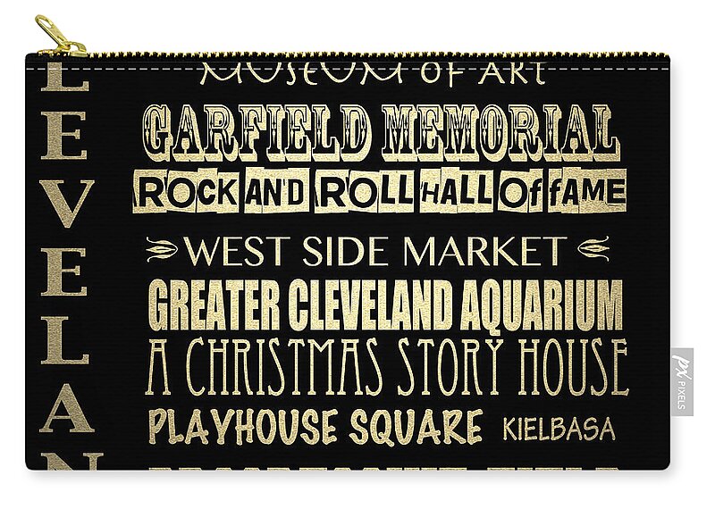Cleveland Ohio Famous Landmarks Zip Pouch featuring the digital art Cleveland Ohio by Patricia Lintner