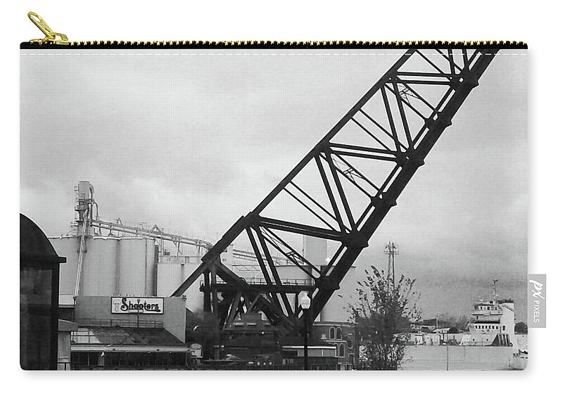 Raised Bridge Zip Pouch featuring the photograph Cleveland Ohio West Bank Bridge by Anitra Handley-Boyt