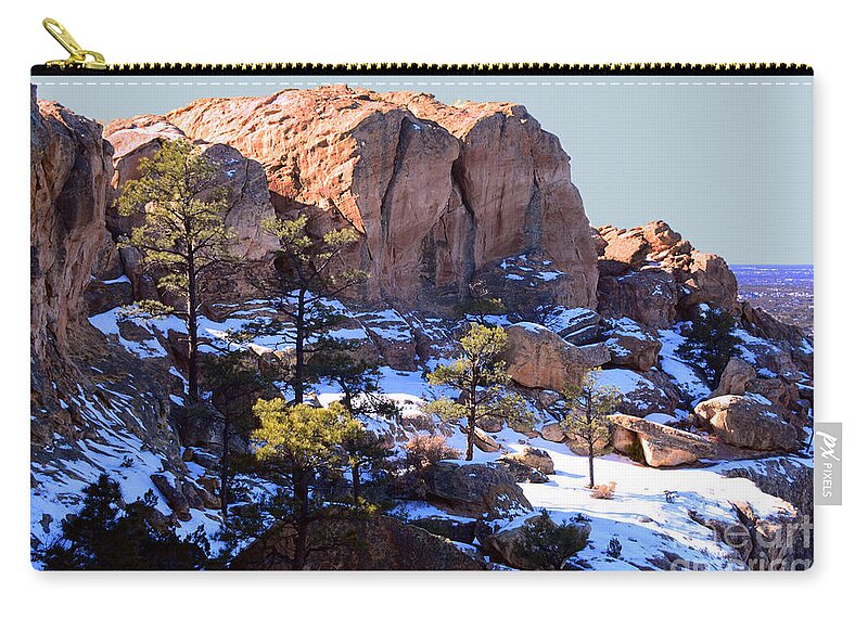 Southwest Landscape Carry-all Pouch featuring the photograph Cliff at El Malpais by Robert WK Clark