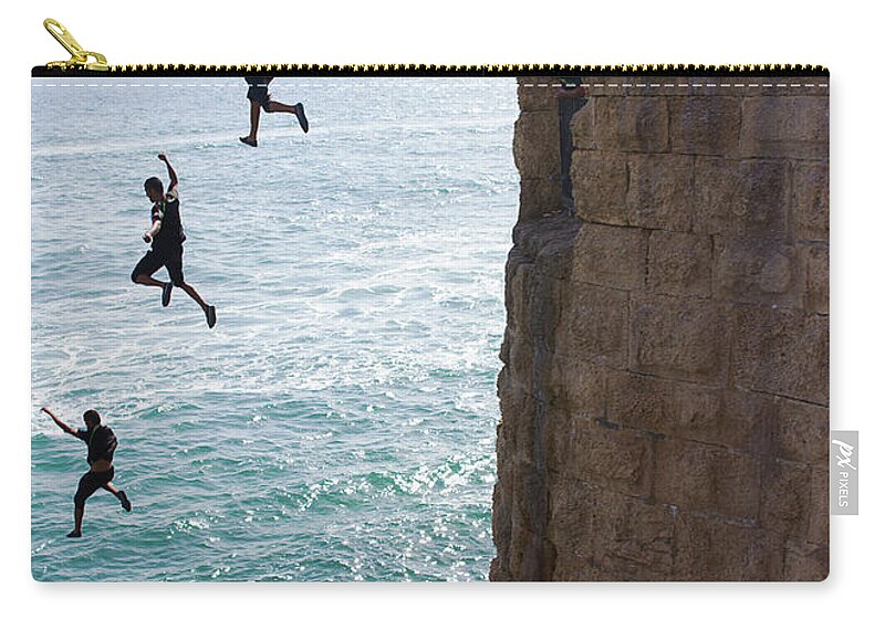 Acre Zip Pouch featuring the photograph Cliff Diving by Nicola Nobile
