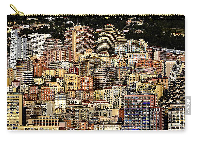 Monte Carlo Zip Pouch featuring the photograph Cliff Dwellers of Monte Carlo by Richard Ortolano