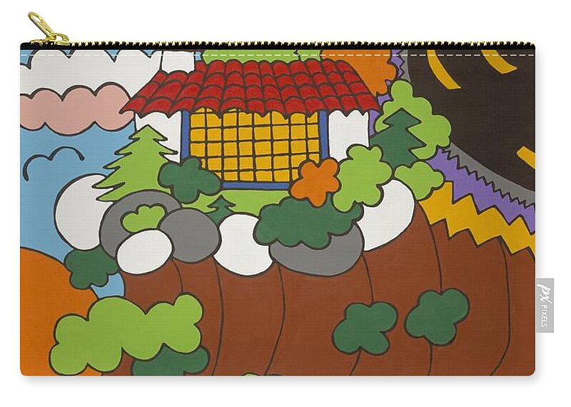 Dream House Zip Pouch featuring the painting Cliff House Over Ocean by Rojax Art