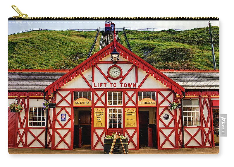 Cliff Lift Zip Pouch featuring the photograph Cliff lift Funicular Railway by Jeff Townsend