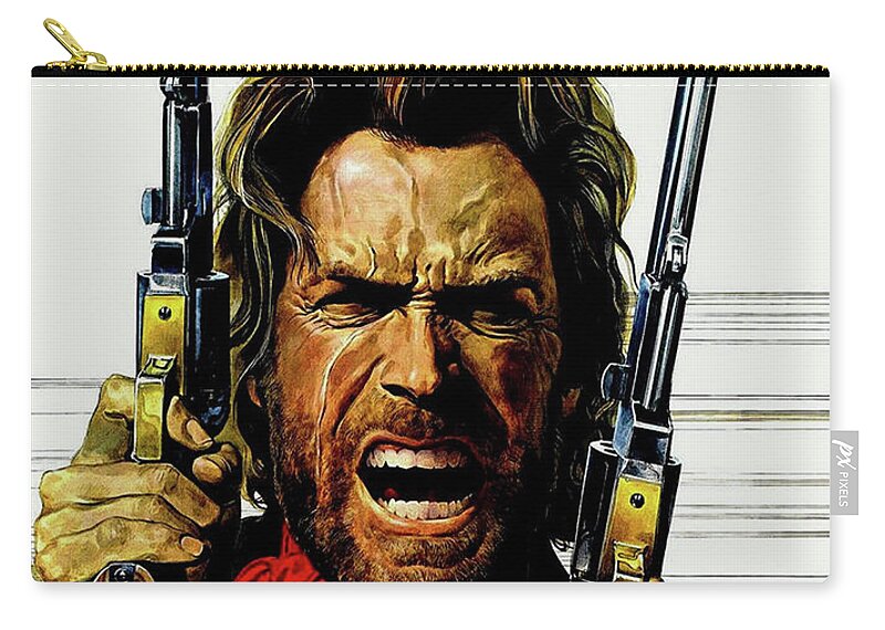 Clint Eastwood As Josey Wales Carry-all Pouch featuring the mixed media Clint Eastwood As Josey Wales by David Dehner